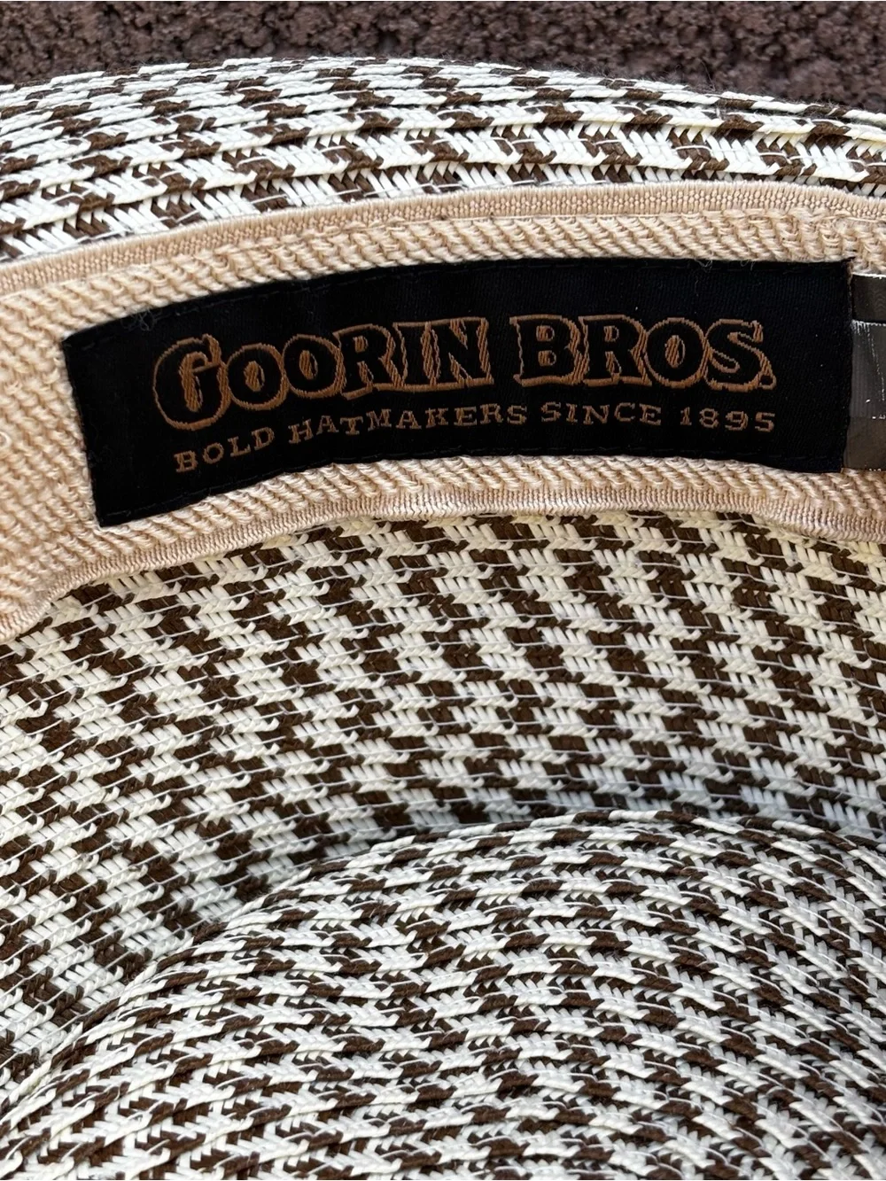 Goorin Bros Fedora Straw Hat Cap Beige Gold White Tan Brown Men's Medium - Picture 7 of 7
